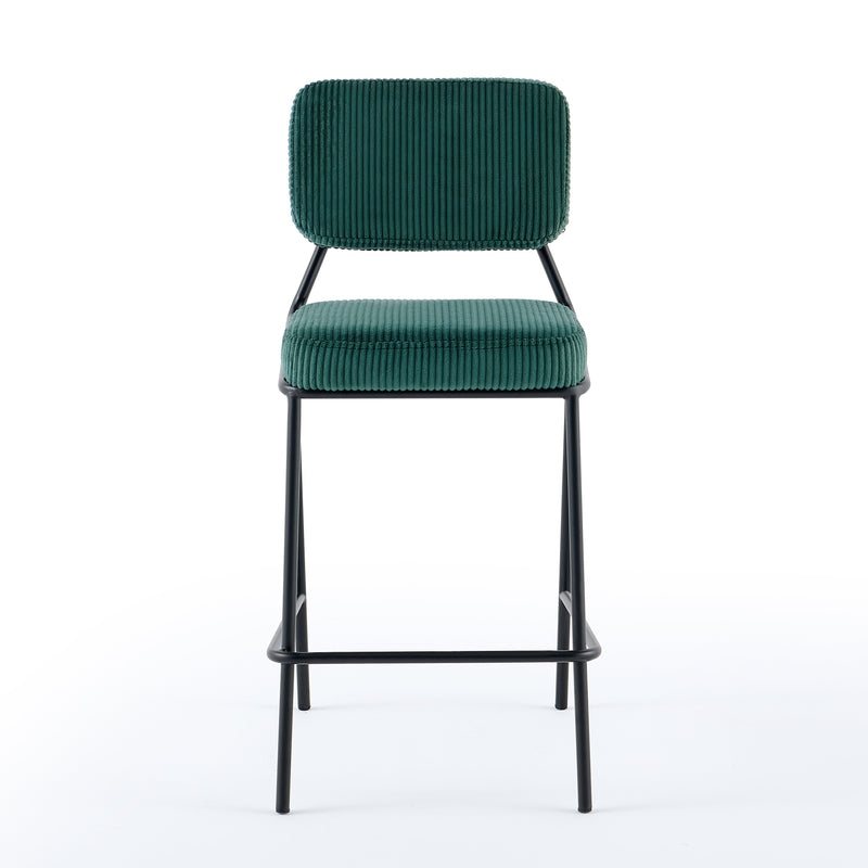 Tabouret de bar DR2511, velours côtelé style loft, Vert
