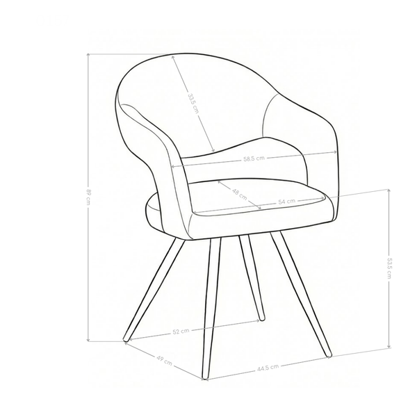 Chaise de salle à manger 0157, rembourrée style loft