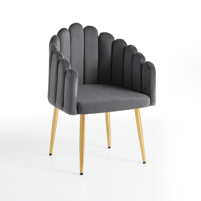 Chaise de salle à manger FINGER, velours coquillage, Gris foncé
