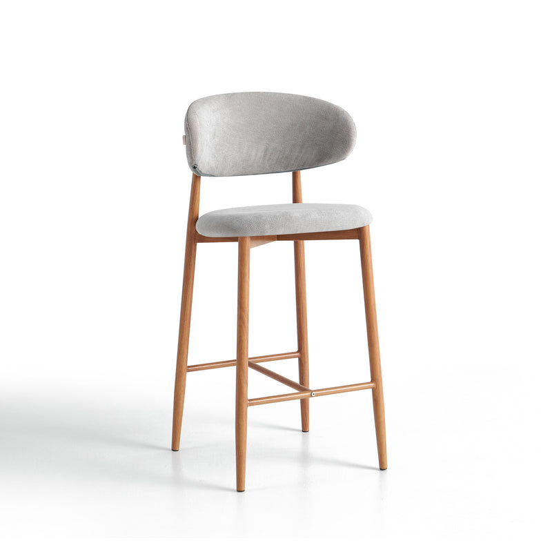 Tabouret de bar 6083H, rembourré style loft, Gris clair
