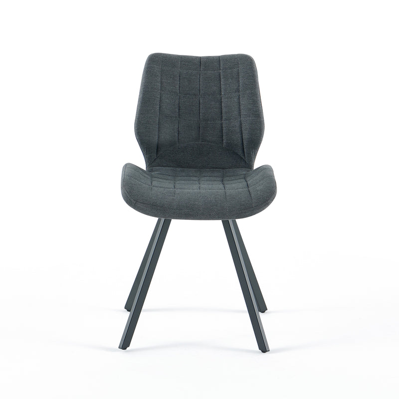 Chaise de salle à manger Linea, rembourrée pieds en acier, Gris foncé
