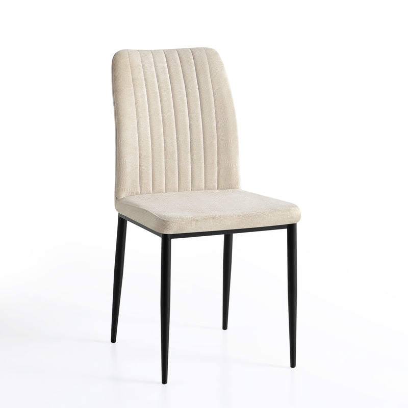 Chaise de salle à manger 6283, capitonnée pieds en métal, Crème
