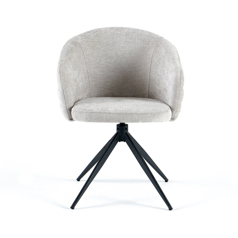 Chaise de salle à manger pivotante Aura, pieds en acier, Gris clair
