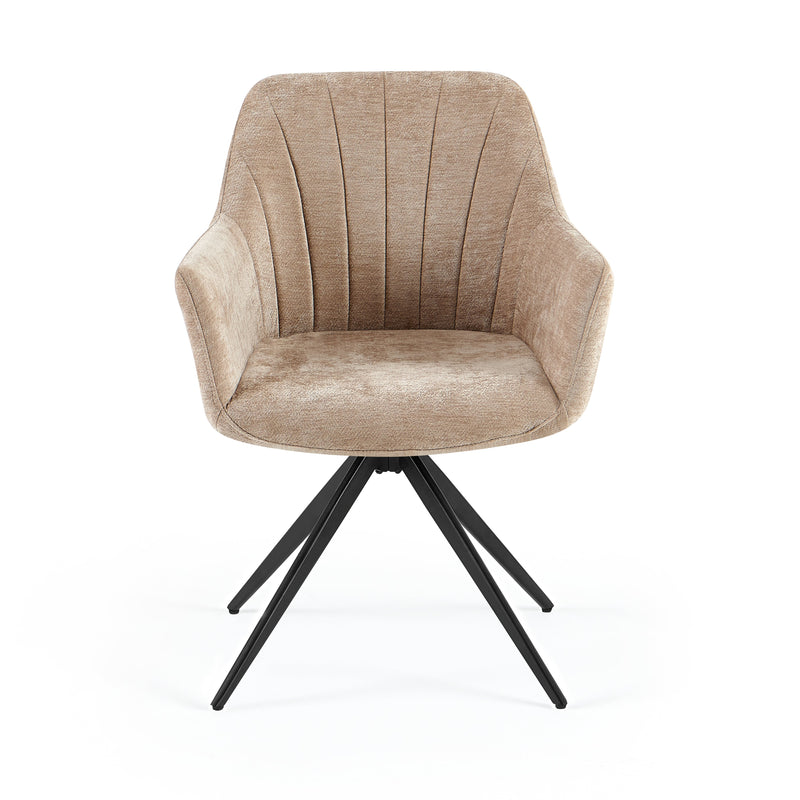 Chaise pivotante Prism, assise rembourrée et pieds en acier, Beige
