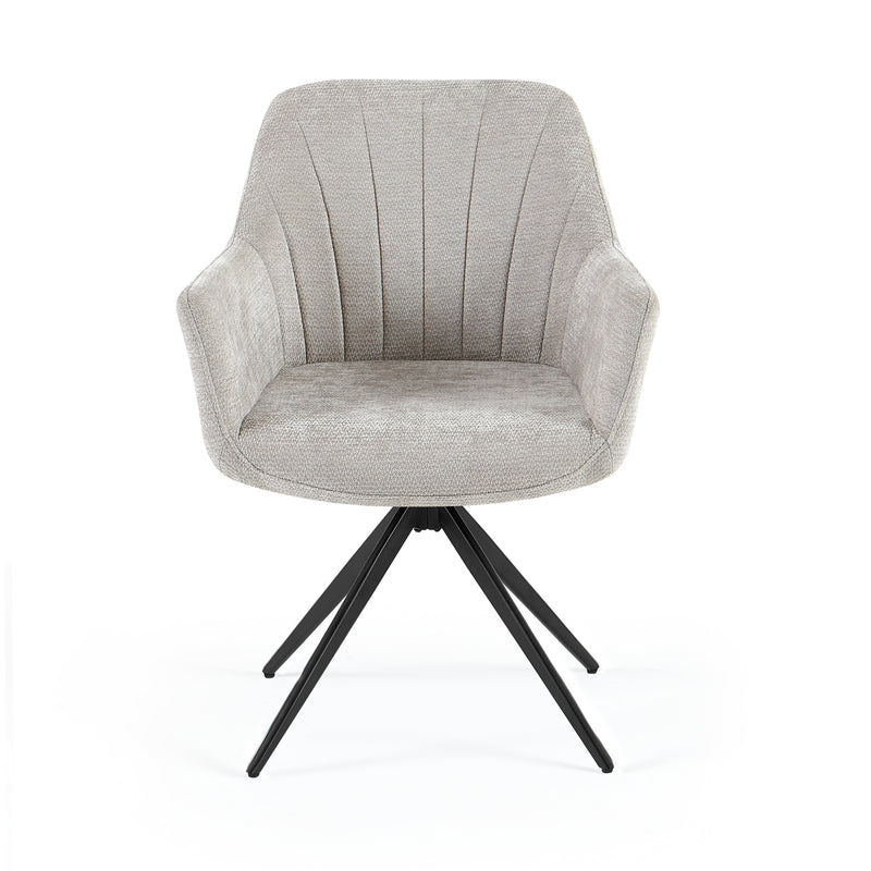 Chaise pivotante Prism, assise rembourrée et pieds en acier, Gris clair
