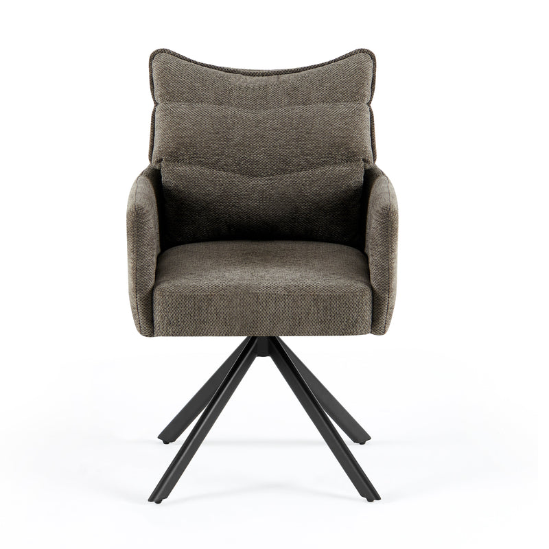 Chaise pivotante Plush 6325, assise 360° et pieds en acier, Gris marron
