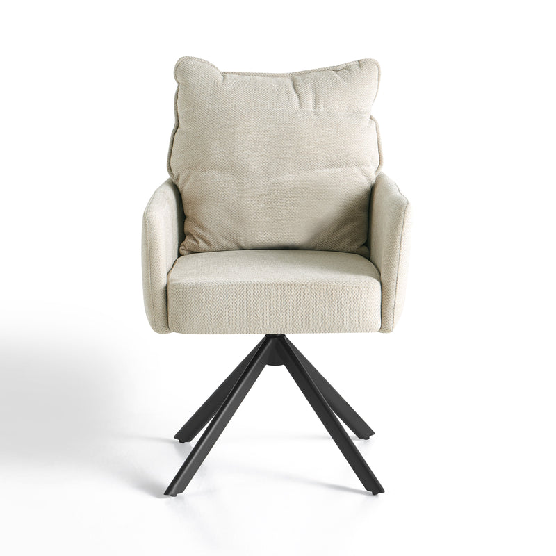 Chaise pivotante Plush 6325, assise 360° et pieds en acier, Beige
