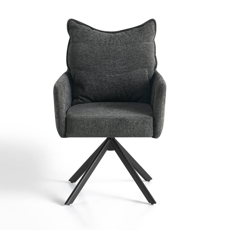 Chaise pivotante Plush 6325, assise 360° et pieds en acier, Gris foncé
