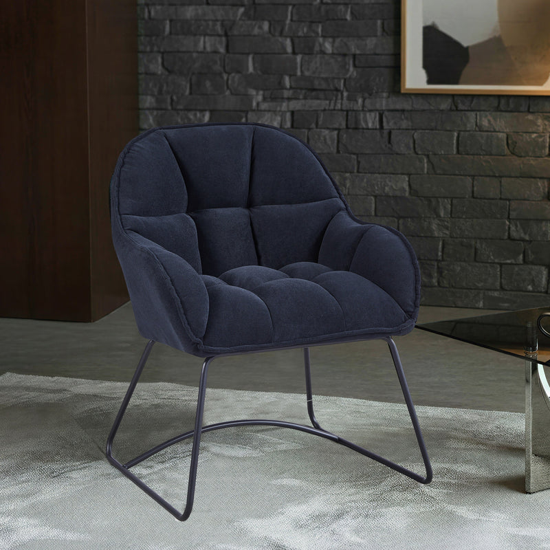 Fauteuil Verona, tissu et pieds en acier, Noir
