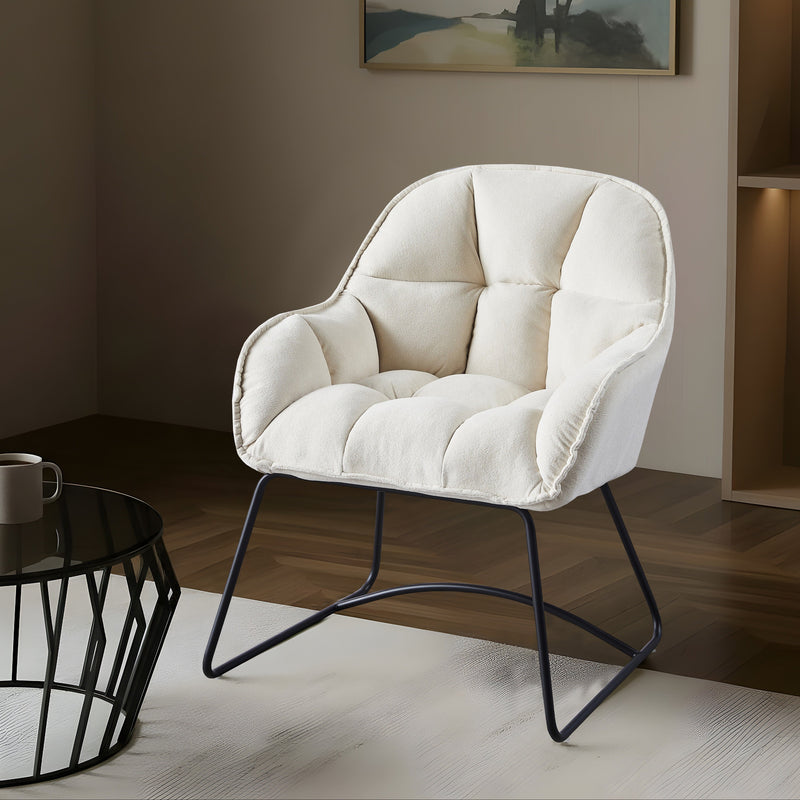 Fauteuil Verona, tissu et pieds en acier, Blanc
