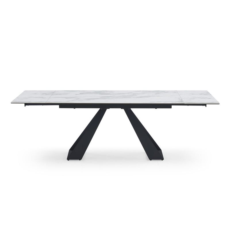 Table à manger extensible, plateau céramique 160-240x90 cm, Blanc
