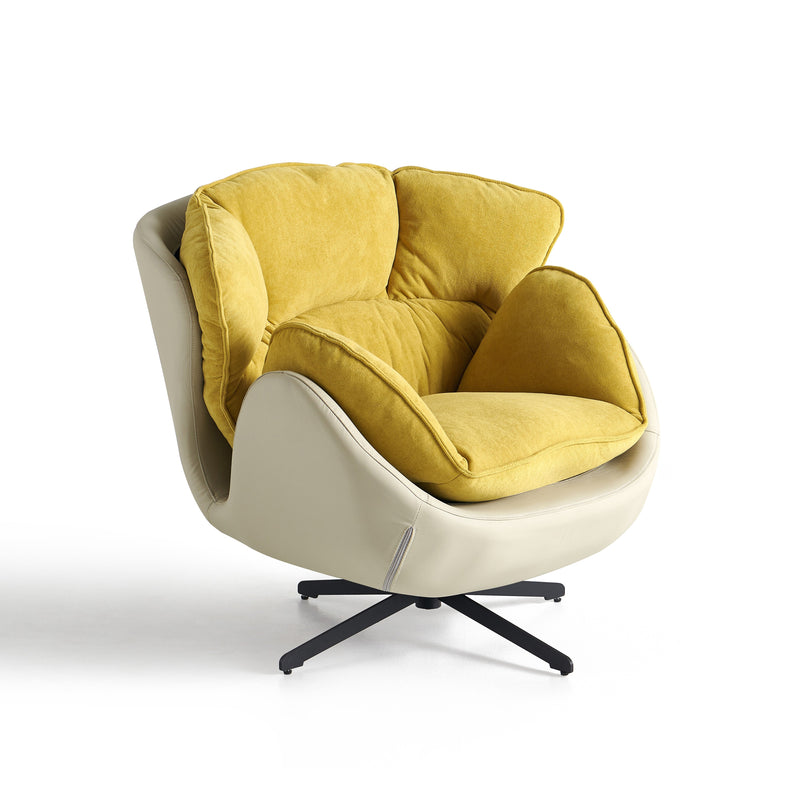 Fauteuil pivotant Eskar, assise rembourrée, Jaune
