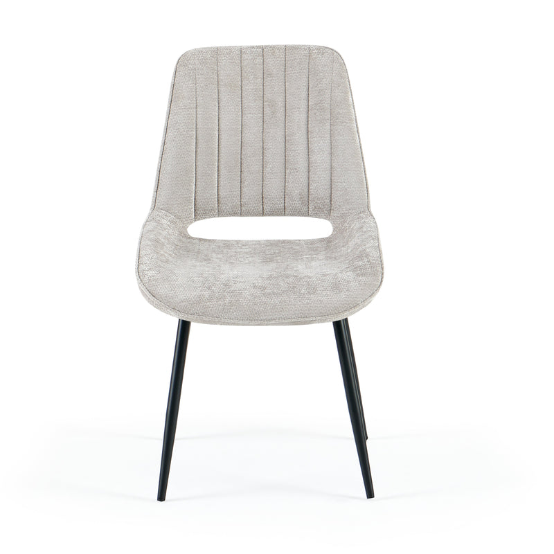 Chaise de salle à manger Amber, pieds en acier poudré, Gris clair
