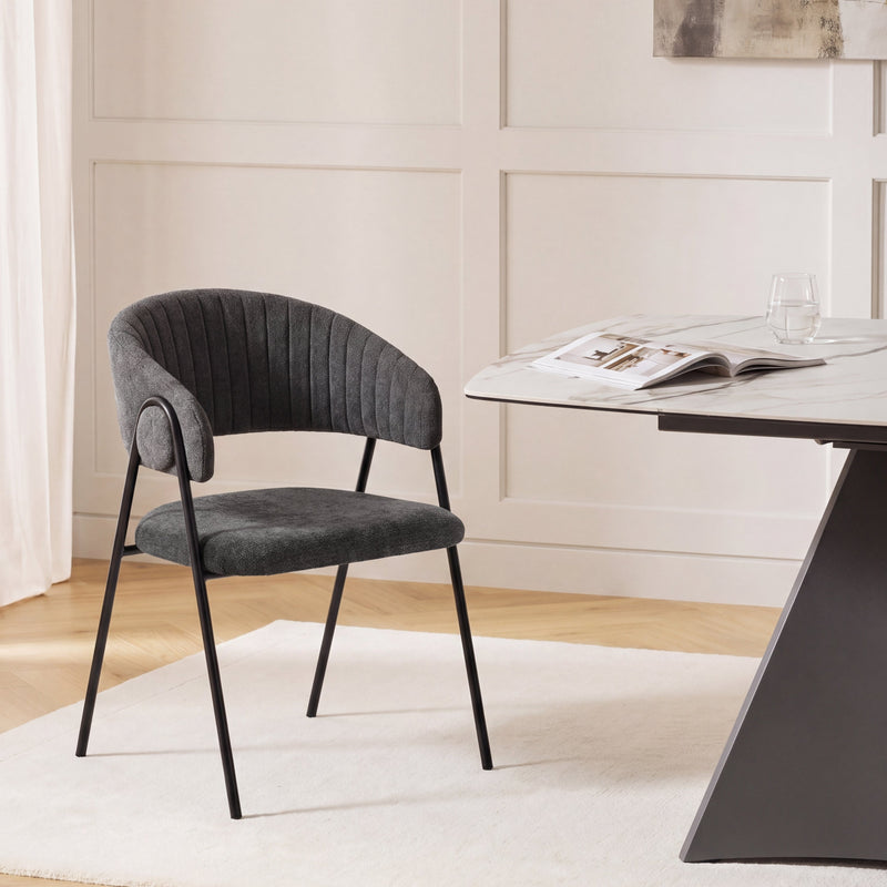 Chaise de salle à manger SK06, rembourrée moderne, Gris foncé
