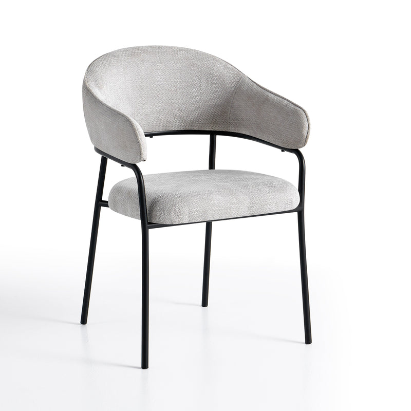 Chaise de salle à manger SK07, avec accoudoirs, Gris clair
