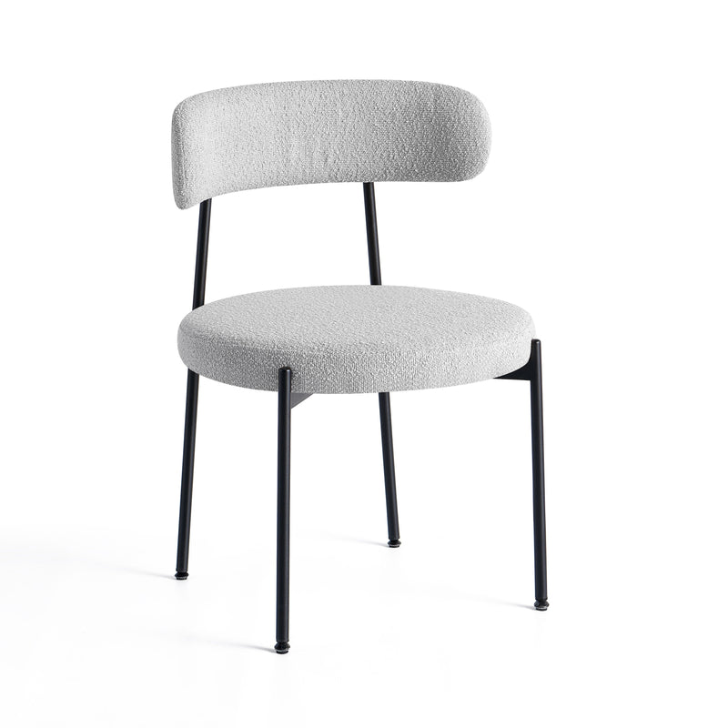 Chaise de salle à manger FZ-638, tissu bouclé et métal, Gris clair
