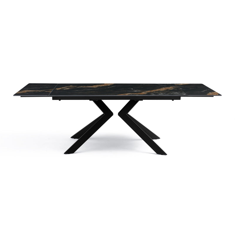 Table à manger DT-24901, céramique extensible 160–240x90 cm, Noir et jaune
