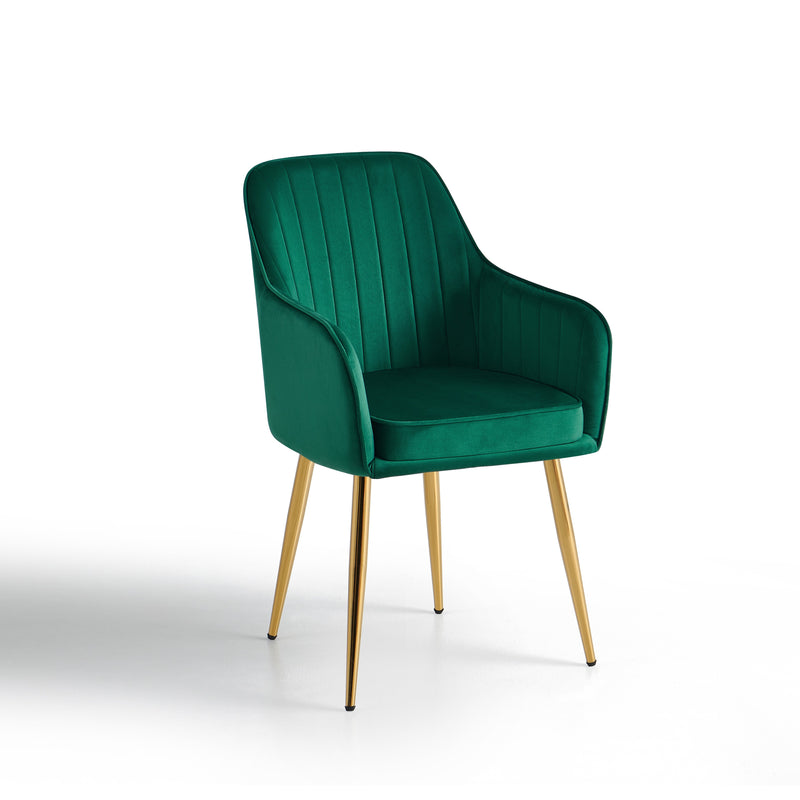 Chaise de salle à manger 239, velours style loft, Vert
