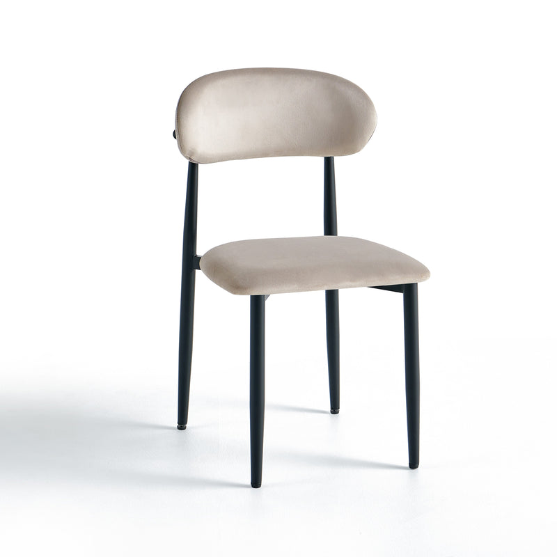 Chaise de salle à manger 2531, en velours style loft, Beige
