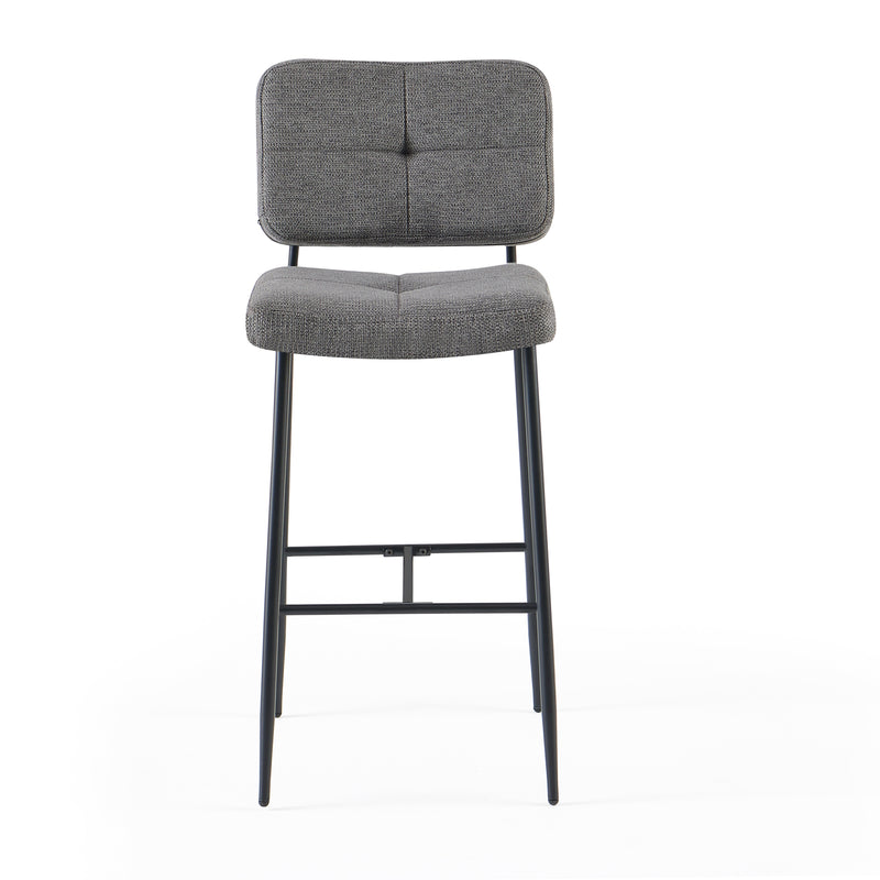 Tabouret de bar DR2515, assise rembourrée et pieds en acier, Gris
