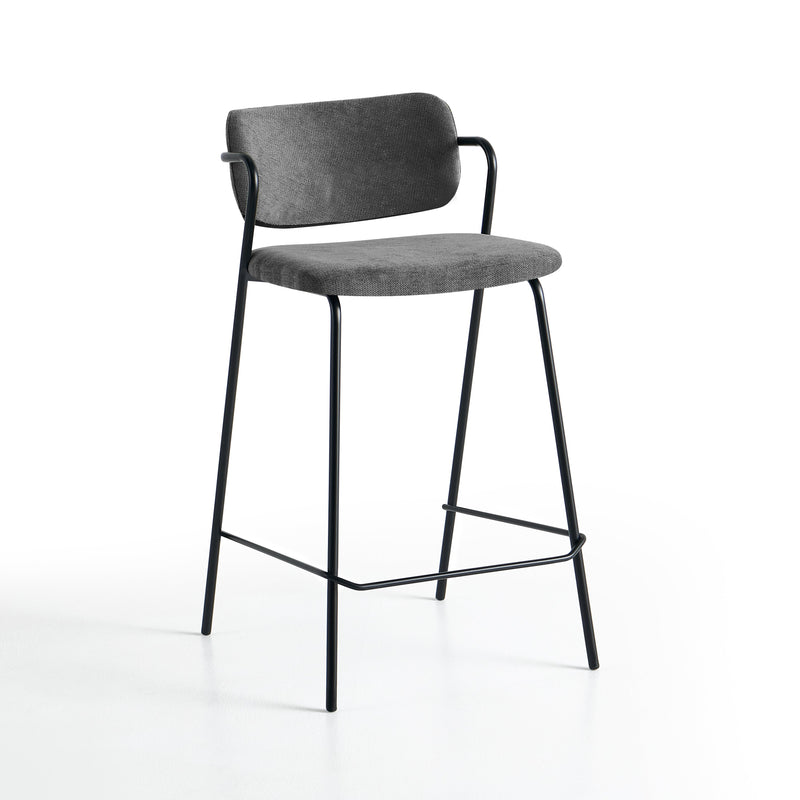 Tabouret de bar 6057H, rembourré avec pieds en métal, Gris foncé
