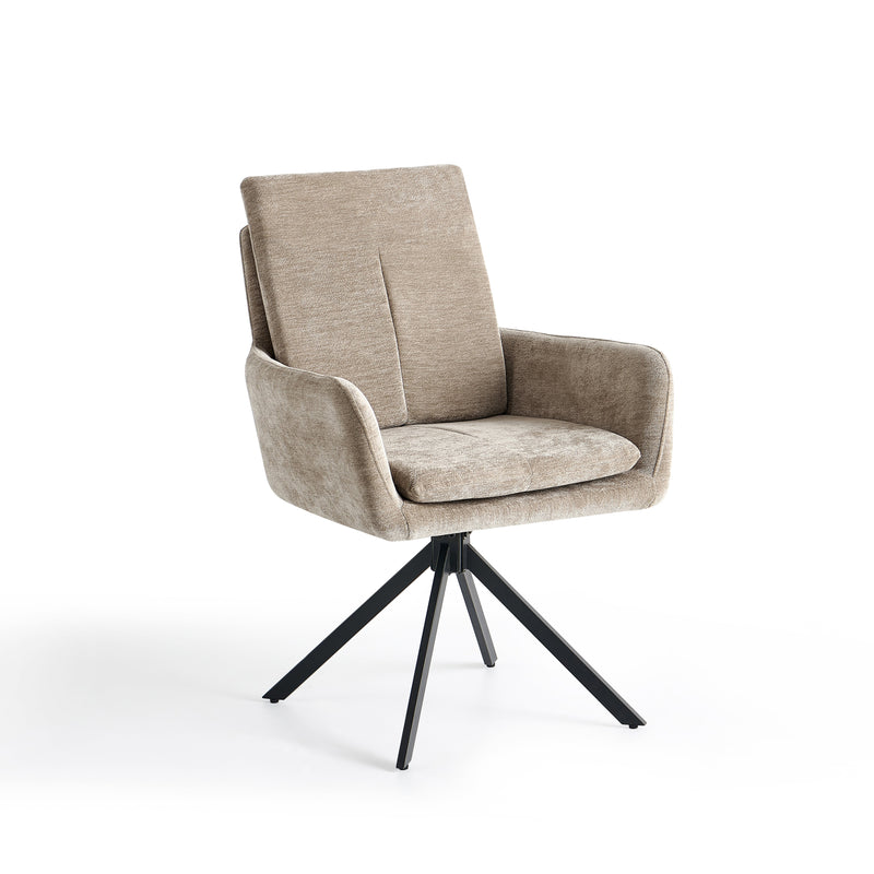 Chaise de salle à manger pivotante 6266, pieds en métal, Beige foncé
