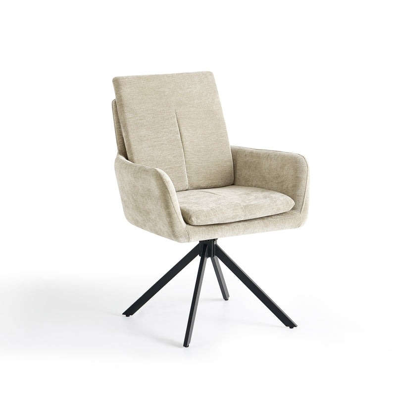Chaise de salle à manger pivotante 6266, pieds en métal, Beige

