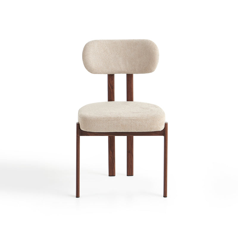Chaise de salle à manger Elysian, rembourrée pieds acier, Beige clair
