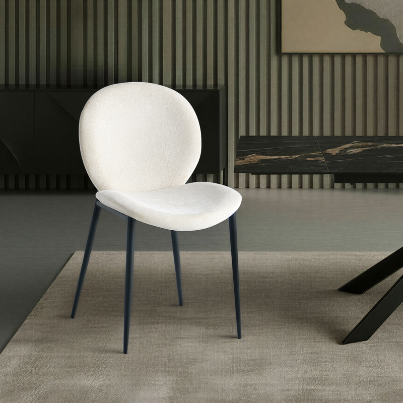 Chaise de salle à manger 25035, rembourrée, pieds en acier, Beige clair
