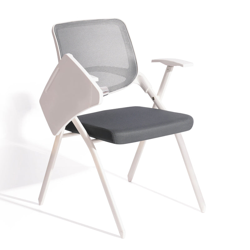 Chaise de conférence A6, avec tablette et résille, Gris foncé, avec tablette
