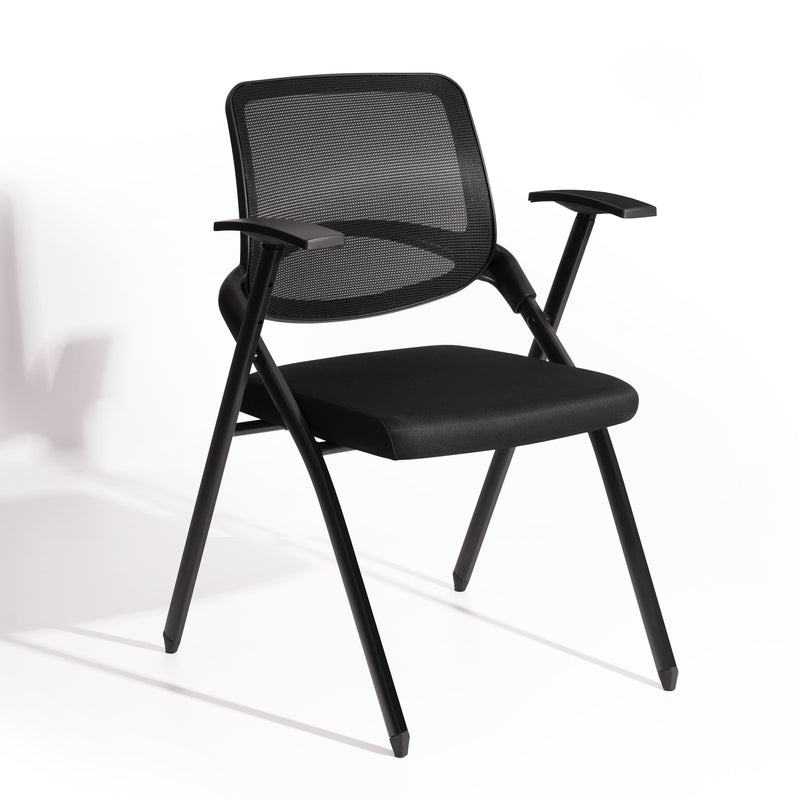 Chaise de conférence A6, avec tablette et résille, Noir, sans tablette
