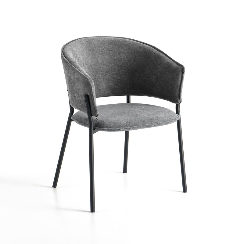 Chaise de salle à manger 6364, rembourrée style loft, Gris foncé
