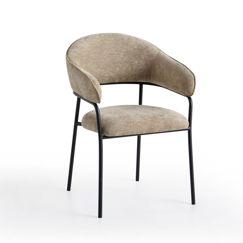 Chaise de salle à manger SK07, avec accoudoirs, Gris beige
