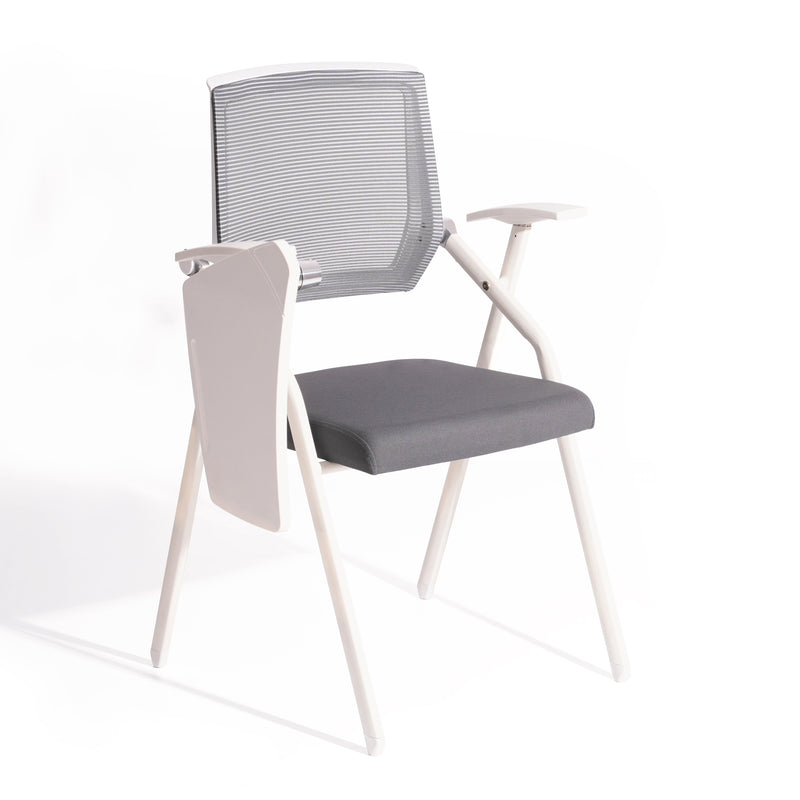 Chaise de conférence A09, dossier maille et structure acier, Gris foncé, avec tablette
