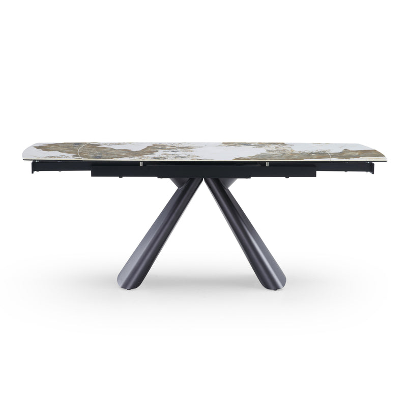 Table à manger Clarity, plateau céramique extensible, Beige
