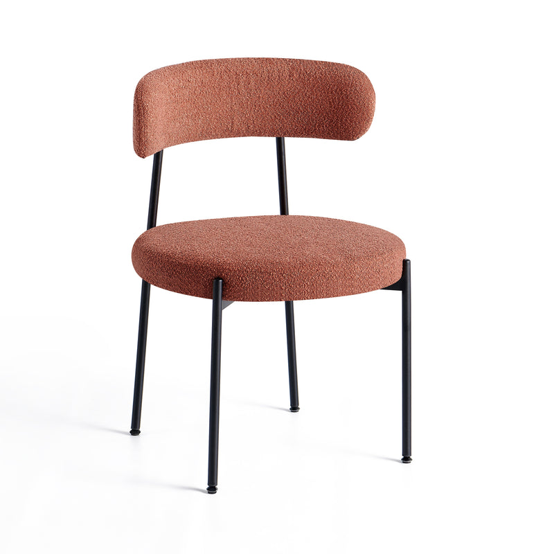 Chaise de salle à manger FZ-638, tissu bouclé et métal, Orange
