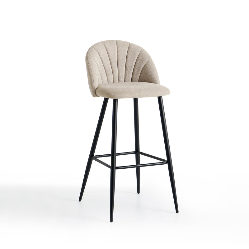 Tabouret de bar SK19, rembourré pieds en métal, Beige clair
