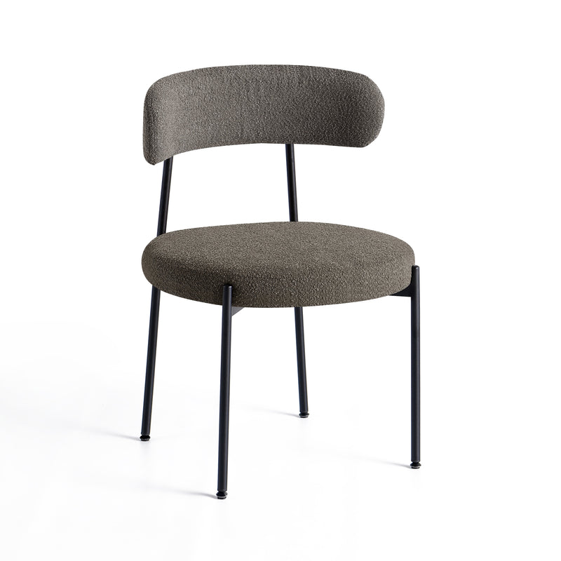 Chaise de salle à manger FZ-638, tissu bouclé et métal, Gris marron
