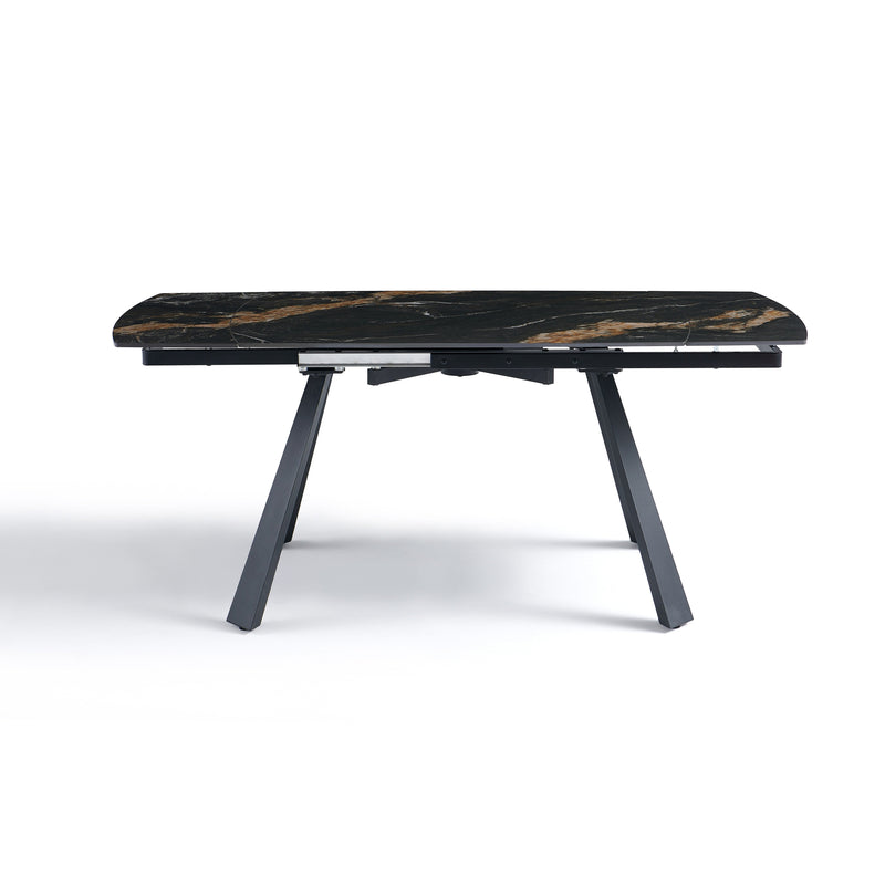 Table à manger Zen, céramique 120–180x80 cm, Noir
