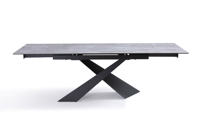 Table de salle à manger Chiavari, extensible en céramique, Gris
