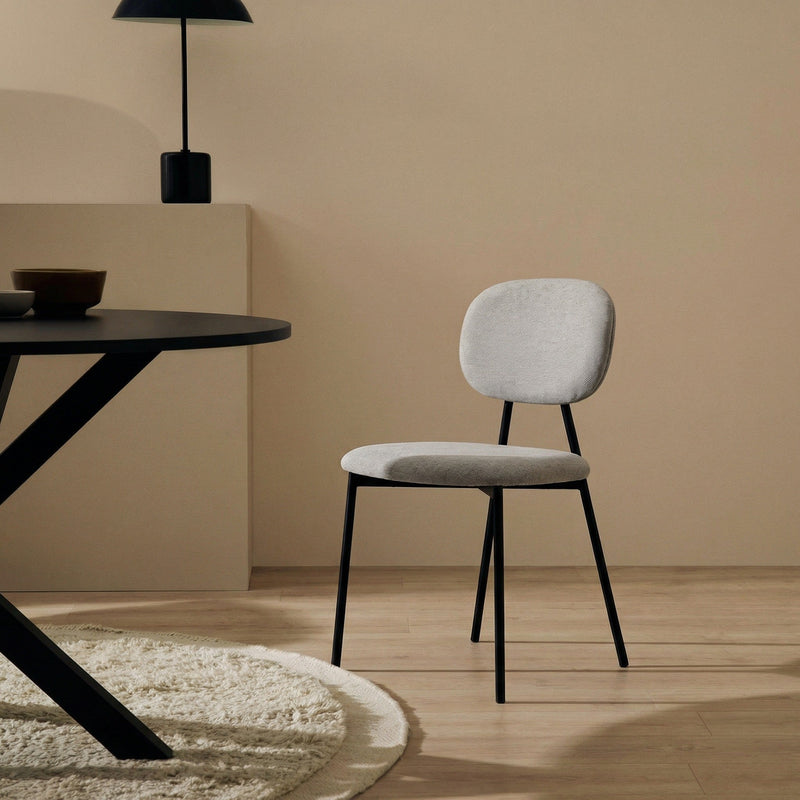 Chaise de salle à manger 6101, rembourrée, pieds en métal, Gris clair
