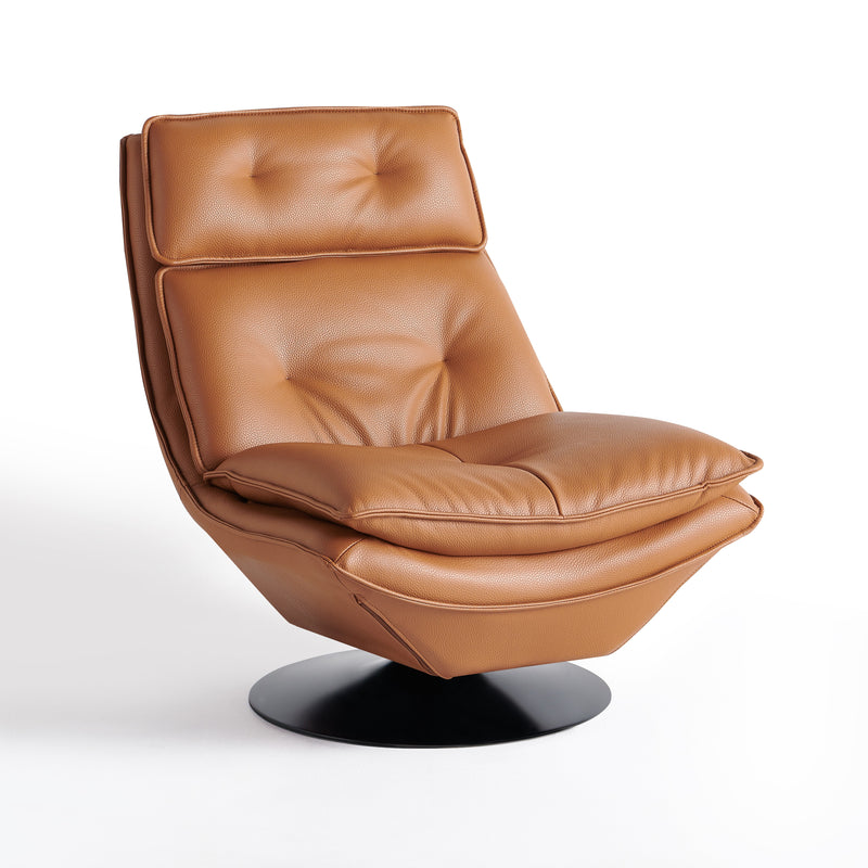 Fauteuil pivotant S-108, capitonné en similicuir, Camel
