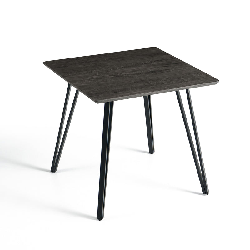 Table à manger HT-12, carrée 80 cm pieds en métal, Chêne noir
