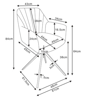 Chaise pivotante Prism, assise rembourrée et pieds en acier