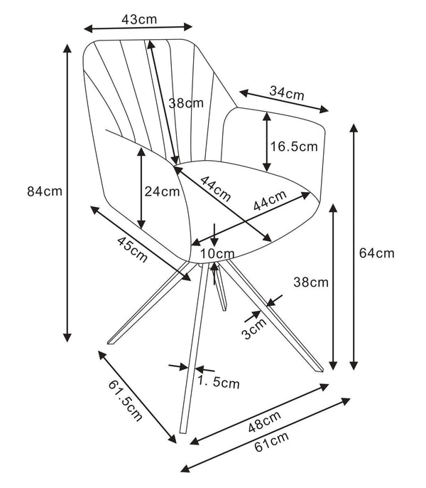 Chaise pivotante Prism, assise rembourrée et pieds en acier