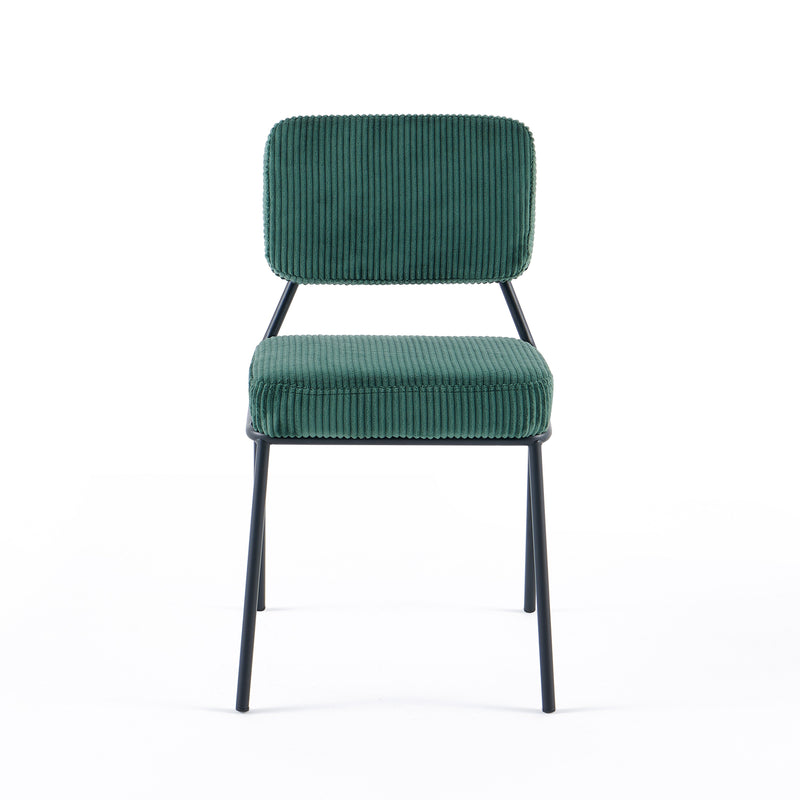 Chaise de salle à manger Harmonia, velours et pieds en acier, Vert
