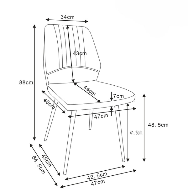 Chaise de salle à manger Pulse, tapissée, pieds en acier
