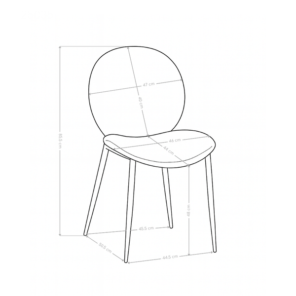 Chaise de salle à manger 25035, rembourrée, pieds en acier