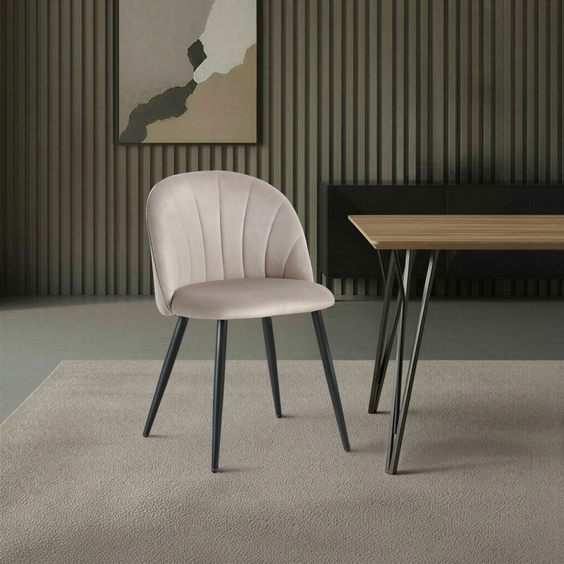 Chaise de salle à manger 2530, velours style loft, Beige
