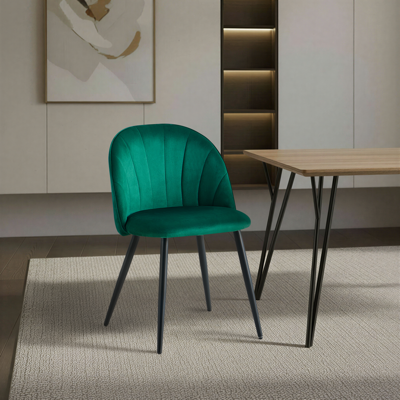 Chaise de salle à manger 2530, velours style loft, Vert
